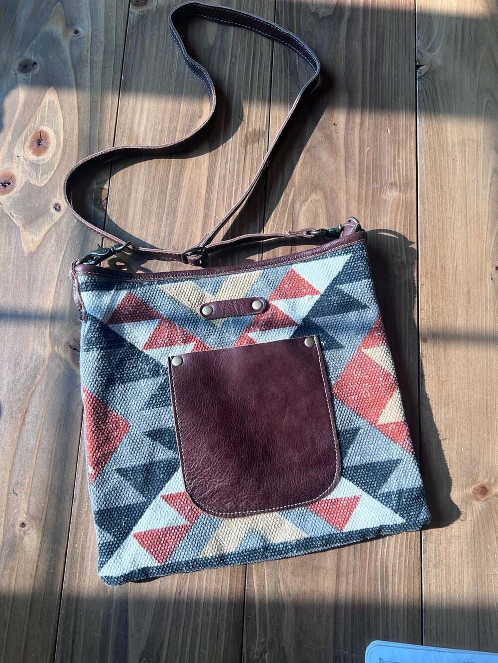 Myra Bag Geometric Canvas and Leather Accent Crossbody Purse